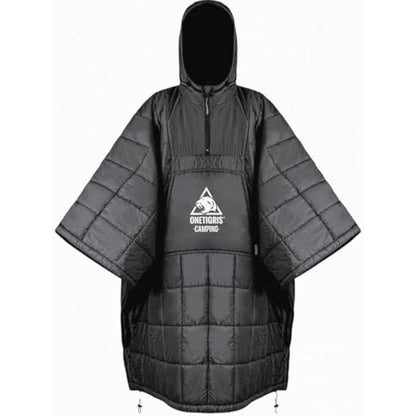 OneTigris Camping Blanket Poncho with Recycled 3M Thinsulate Insulation,Wearable Hoodie Blanket | Ultralight Water-Resistant Warm Camping Blanket for Outdoor, Hiking, Stadium