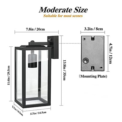 HLFVLITE Outdoor Wall Light, Max 60W E27 Aluminum Outside Wall Lamp, IP44 Waterproof Exterior Wall Lantern for Porch Entryway Doorway Garage, Matte