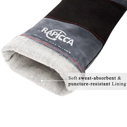 RAPICCA Animal Handling Gloves Bite Proof Reinforced Leather Padding Dog,Cat Scratch,Bird Handling Falcon Gloves Grabbing,Reptile Squirrel Snake Bite 16in/40cm