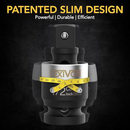 LEXIVON Impact Universal Joint - Patented Slim Design | 3-Piece 1/2", 3/8", and 1/4" Socket Swivel Set | Chrome-Molybdenum Steel Full Impact Grade (LX-113-S)