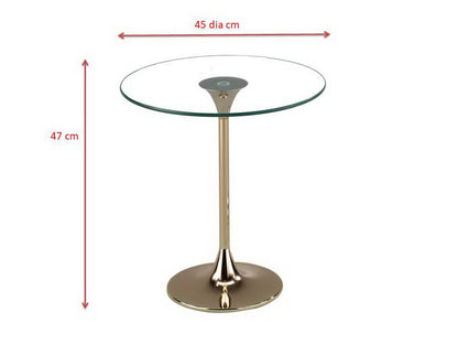 ASPECT Eleni Side/End Table-Clear Glass Top,Gold Finish Metal Base