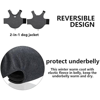 Morezi Cozy Fleece Dog Coats Puppy Clothes Elastic Belly Vest Waistcoat Winter Warm Jacket Reversible Dog Coat for Small Medium Large Dogs - Gray - S