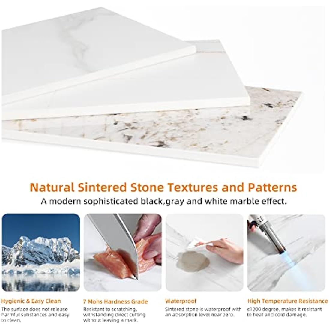 Marble Top Side Table Gold: Small Circle End Tables 40 x 54cm Sintered Stone Bedside with Metal Golden Legs Modern White Nightstand 2 Tier Round Sofa Coffee Table for Bedroom Living Room Furniture