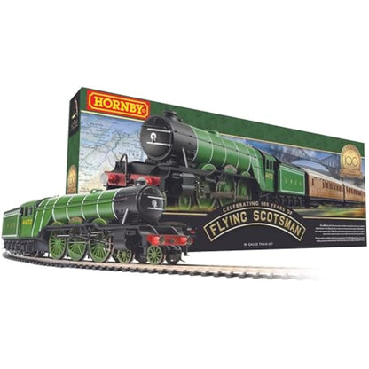 Hornby Train Set - R1255M Flying Scotsman Analogue OO Gauge Locomotives Model Railway Sets, Starter Electric Locomotive Kits - Miniature Steam Engine Building Kits, 1:76 Scale Model Train Gifts