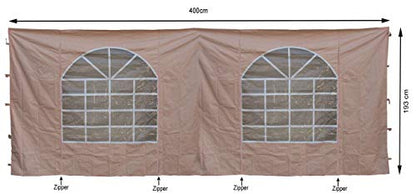 QUICK STAR Gazebo Side Wall, 300 x 193 cm / 400 x 193 cm, Polyester with PVC Window, Sand, Style: Garden, Waterproof, Star Shape