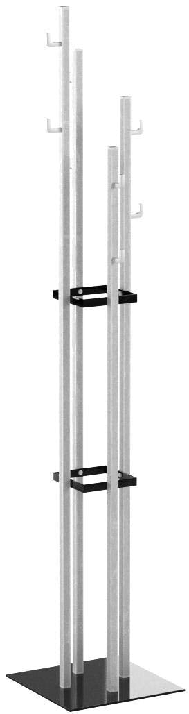 HAKU Coat rack in stainless steel finish, black, metal, 8 mm safety glass coat rack – dimensions: W 35 x H 182 x D 35 cm, style: modern
