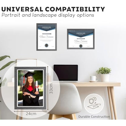 A4 Photo Frame, Dark Grey, Pack of 3, Picture Frame, Certificate, Art Print Poster, 21cm x 29.7cm, Grey Frames, A4 Photo Collage Gallery Display