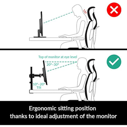 ARCTIC Z1 Basic - Desk Mount Single Monitor Arm, Monitor stand for up to 34"/38" Ultrawide, up to 15 kg (33 lbs) weight, 360° rotation, Easy Monitor adjustment - Black