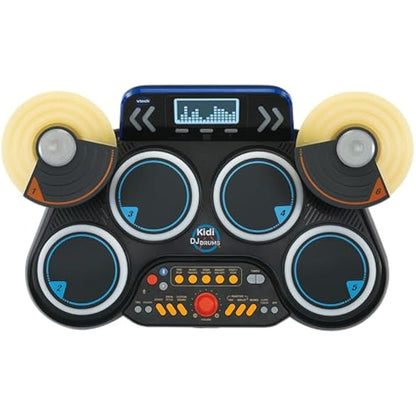 VTech Kidi DJ Drums, Light-up Electronic Drum Kit for Kids, with 4 Drums, 2 Cymbals, Drum Sticks, Bluetooth, Coach Mode and More, Music Toy for Ages 5, 6, 7Plus Years, English Version