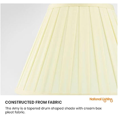 National Lighting Decorative Tapered Table/Floor Lampshade - 18-Inch Empire Drum Lamp Light Shade in Cream Fabric - 40W E14/B22 Candle Incandescent or LED (Not Included)