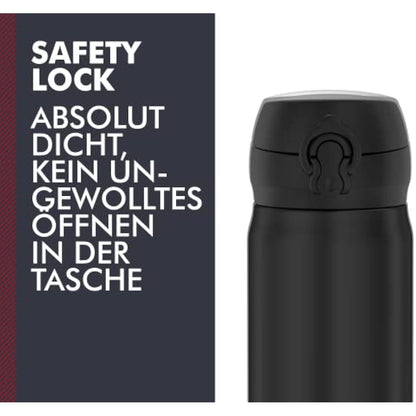 THERMOS 4035.232.050 Ultralight Thermos Flask, Black, 500 ml, Extremely Lightweight, 210 g, Drinking Bottle, Dishwasher Safe, Thermos Flask Keeps Hot for 10 Hours, Cold for 20 Hours, BPA-Free