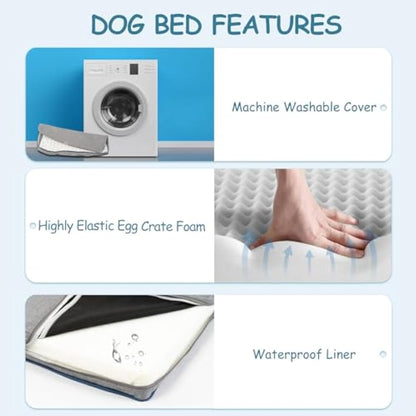 EMPSIGN Dog Bed Medium Washable, Orthopedic Dog Beds Mattress for Dog Crate with Washable Removable Cover, Pet Beds Pillow Cushion for Dog, Grey, 76x50x7,5cm