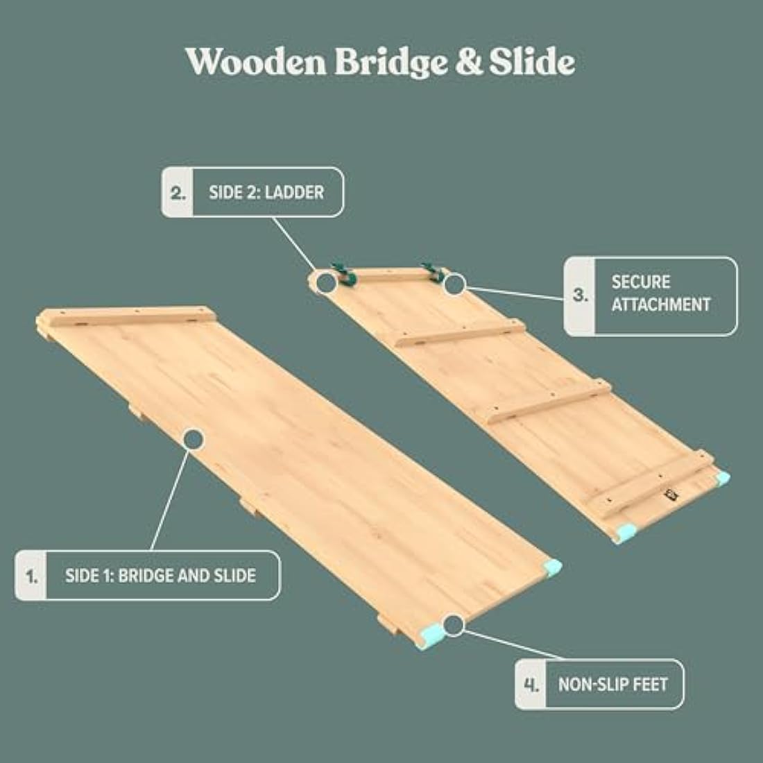 TP Toys, Active Tots, Pikler Style Wooden Indoor Baby and Toddler Ladder, Slide or Bridge, for use with TP Triangle or Climbing Cube, Interative Play, 12 Months+,Wood