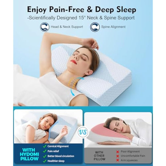 Memory Foam Neck Support Pillow for Neck Shoulder Pain Sleeping: Orthopedic Cervical Pillow-Ergonomic Side Sleeper pillow-Contour Bed pillows with Washable Cover for Side Back Stomach Sleepers
