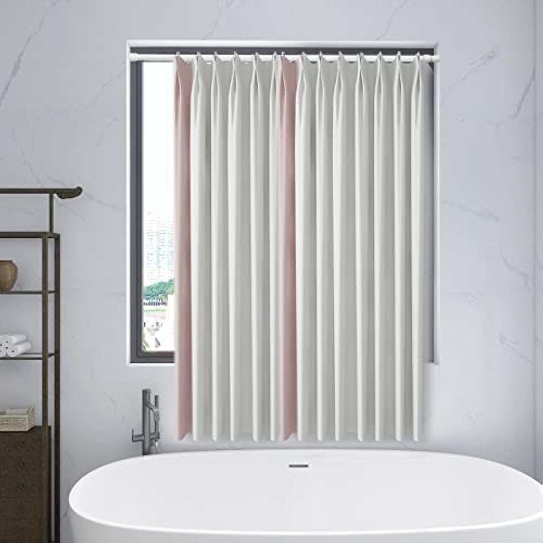 Vista 105-190cm Extendable Curtain Poles No Drill Tension Rods Extendable Curtain Rod Adjustable for DIY Projects, Cupboard, Kitchen, Bathroom, Bookshelf, Wardrobe, Window, 2 Pack White