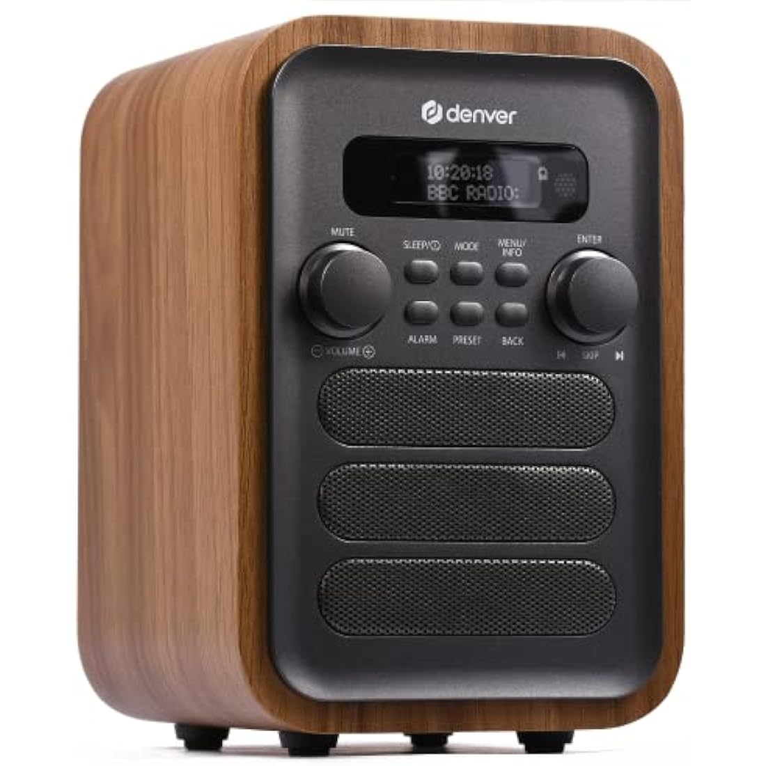 Denver DAB-48 Bluetooth DAB Radio With Remote Control - DAB/DAB+ Digital Radio Mains Powered – DAB Bluetooth Radio Speaker – DAB Alarm Clock – Grey With Large Remote Control