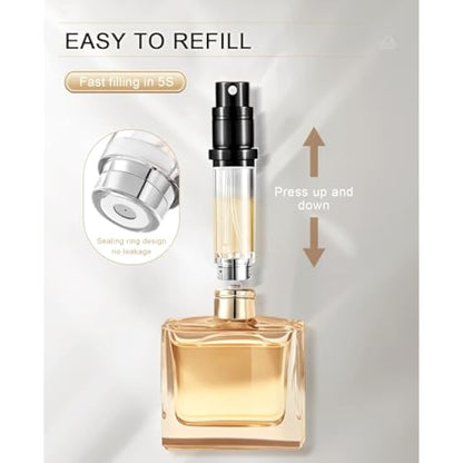 BRARIOS Perfume Atomiser Refillable, Travel Size Portable Atomiser Spray,Mini Empty Perfume Bottle,Leak Proof Cologne Dispenser for Women and Men,5ml(J-Black)
