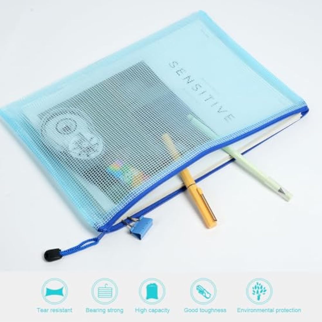 Vicloon Plastic Wallets, 20Pcs A6 Zip Lock Bags Mesh Document Wallet Document Folders Plastic Pockets Zipper File Wallet for School Office Homework Travel Storage Bags (Multicolor)