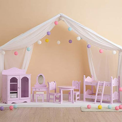 Olivia's Little World Polka Dot Princess Wooden Shaker-Style Double Closet for 18" Doll Wardrobes with Windowed Doors, Three Shelves, Hanging Space with Hangers, Grey/Pink