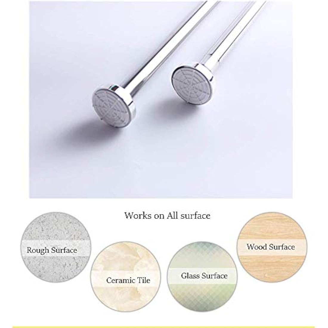 EC Breath Extendable Shower Curtain Poles 155-260cm Telescopic Tension Rod Rail Stainless Steel Bath Closet Hanging Pole