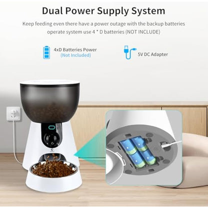 Podazz Automatic Cat Feeder with Camera, 5G WiFi Pet Feeder with App Control, Low Food & Blockage Sensor, 1-10 Meals/Day, Two-Way Audio Interacting, 4L Auto Cat Feeder with 304 Stainless Steel Bowl