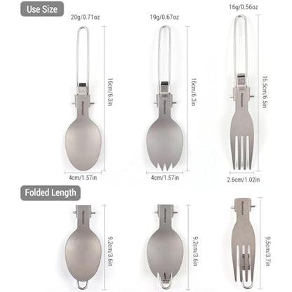 Aomiun 8PC Titanium Camping Plates Set with Utensils | Ultralight 5-Stack Outdoor Dinnerware (5 Plates + 3 Foldable Cutlery) | Corrosion-Resistant for Backpacking, Hiking, Picnic