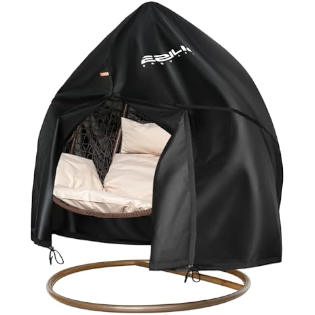 Ezilif Double Egg Chair Cover, 420D Oxford Egg Chair Covers Waterproof Heavy Duty, Garden Hanging Egg Chair Cover with Zipper & Drawstring, UV-Anti & Windproof Cover for Swing Chair, 230x200cm