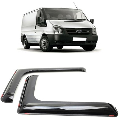 ROBUST 2 Pcs Front Wind Rain Smoke Deflectors L Shape Black Left & Right Set for Ford Transit Mk6 Mk7 2000-2013