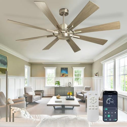Depuley Ceiling Fan Without Light: 60 Inch Big Fan with Remote Control for Patio Porch - Grainy Fan for Indoor - Large Farmhouse Fan Reversible 8 Blade Quiet DC Motor