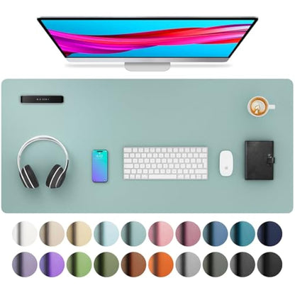 Aothia Leather Pad, Mouse Mat, Office Desk Mat, Non-Slip PU Leather Desk, Laptop Desk Pad, Waterproof Desk Writing Pad for Office and Home (91 cm x 43 cm, Light Blue)