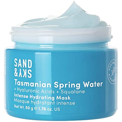 Sand & Sky Tasmanian Spring Water Intense Hydration Face Mask with Pentavitin & Hyaluronic Acid - Barrier Boosting Mask for Sensitive Skin, Soothes Redness