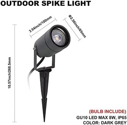 DAWALIGHT Landscape Lights Outdoor 4 Pcs, GU10 Spike Lights Outdoor for Garden Path Patio Exterior Outside Backyard Lawn Walkway, Adjustable IP65 Aluminum Spotlight with IP68 Connector, Dark Grey