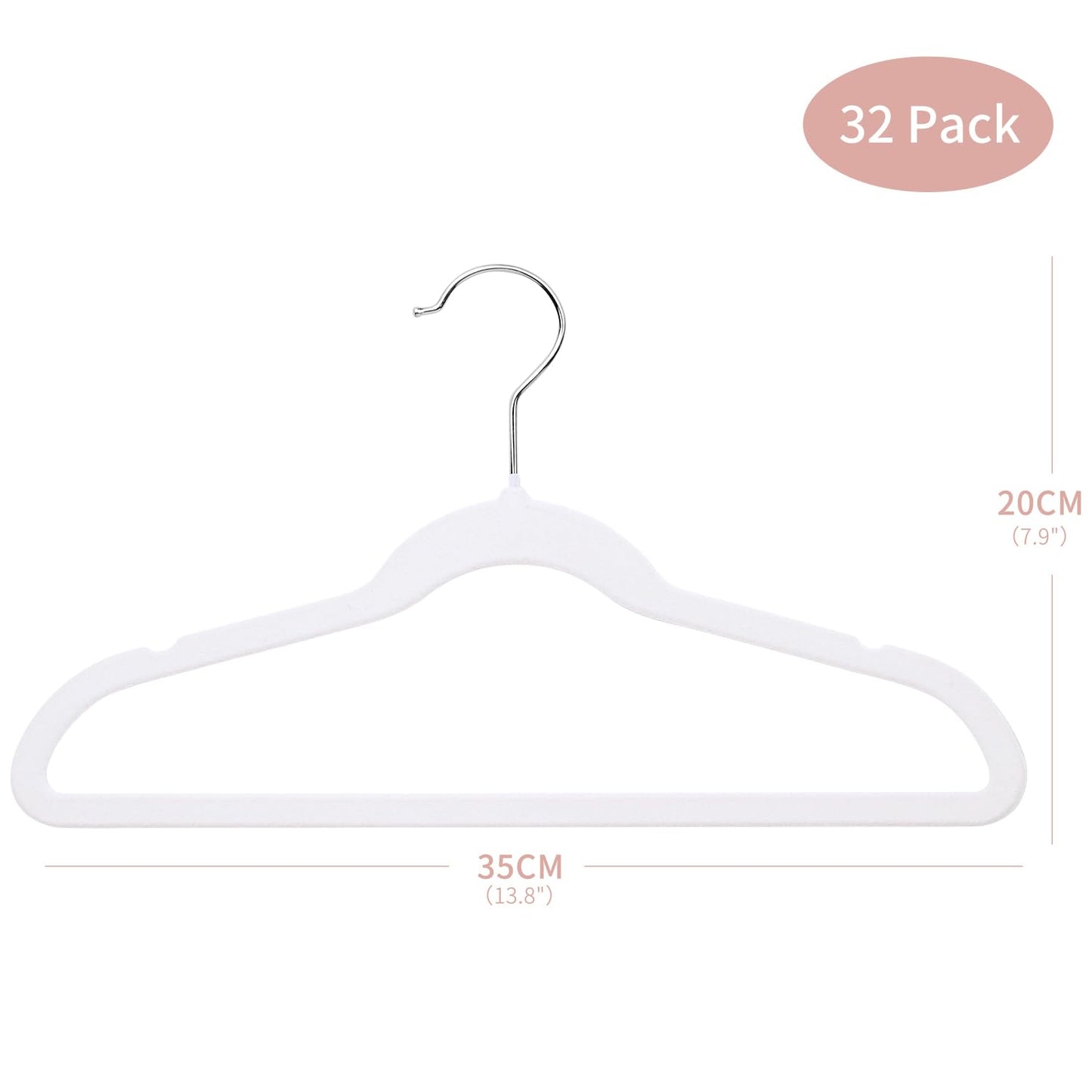 ManGotree 14 Inch Kids Velvet Hangers Felt Children's Hangers 32 Pack White