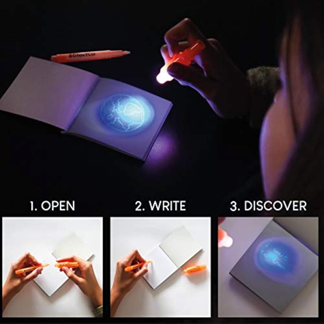 BONNYCO Invisible Ink Pen and Notebook Pack of 16 Party Bag Fillers for Kids, Party Favours Boys and Girls, Pinata Toys, Birthday Stocking Fillers Kids, Classroom Prizes for School, Children Gifts