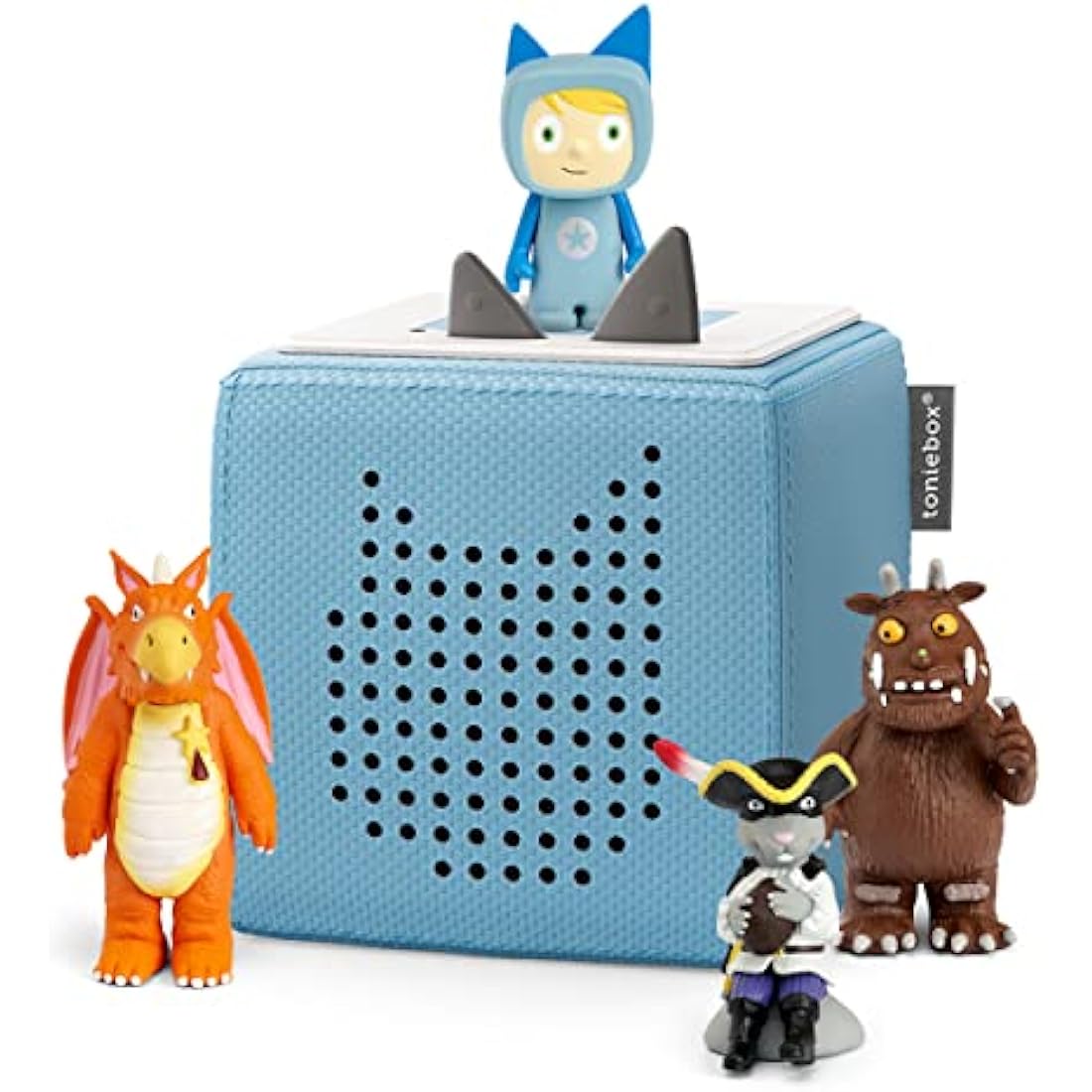 tonies Toniebox Julia Donaldson Bundle Incl. 1 Creative and 3 Characters, The Gruffalo, Zog, and Highway Rat, Kids Presents, Screen-Free Audiobooks/Kids Music Player, Early Learning Toys, Light Blue