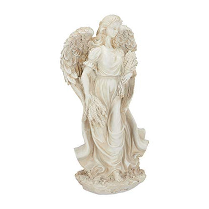 Relaxdays Garden Ornament Angel, Cherub Figurine, Weather-& Frost-proof, Garden, Balcony, In- & Outdoors, Polyresin; Cream-white