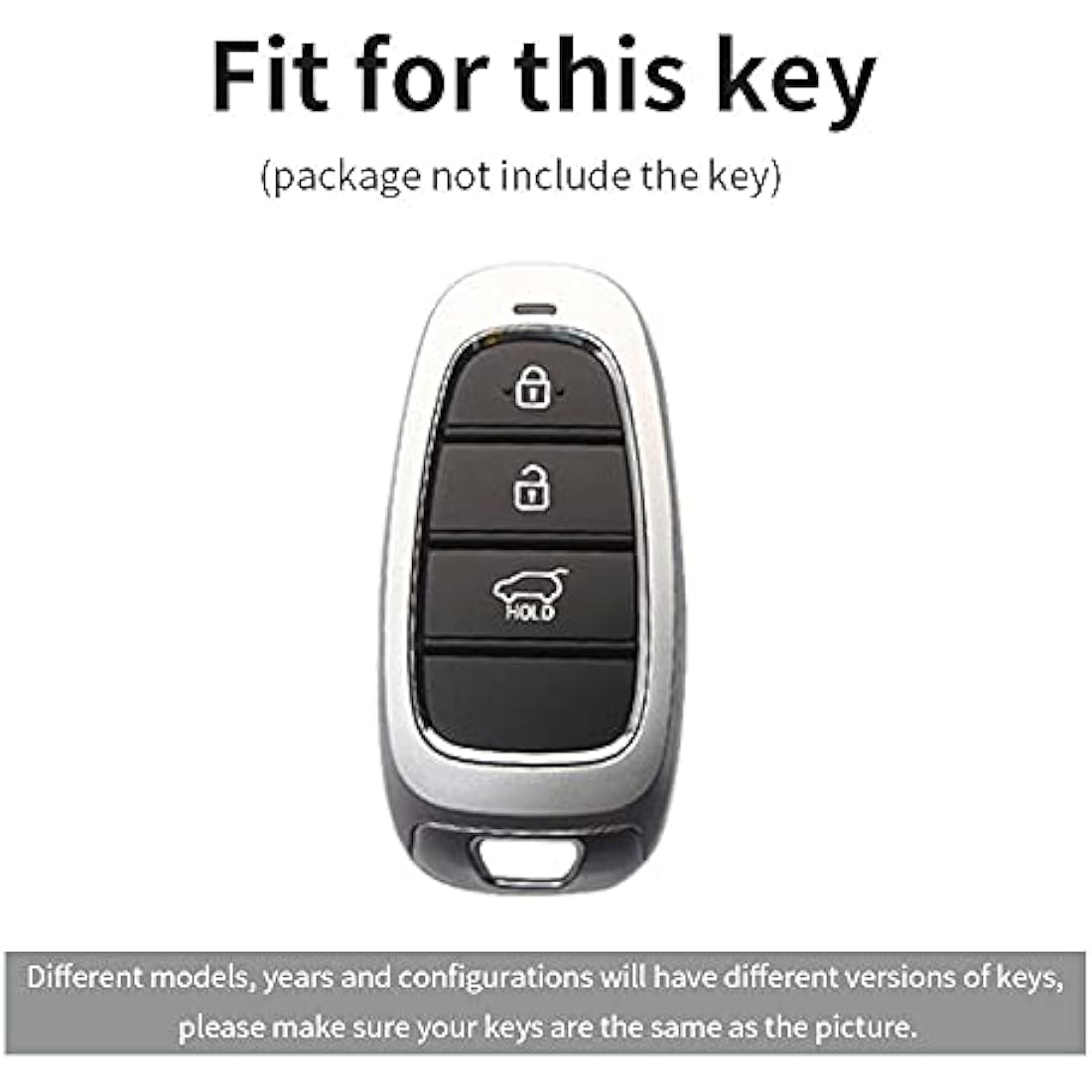 ontto ABS Car Key fob Cover Keyring fit for Hyundai Sonata Tucson NX4 Nexo Solaris Santa Fe 2020 2021 accessories Remote Key Shell Plastic Silicone key case Key Holder 3 Buttons Carbon Black