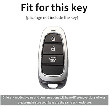 ontto ABS Car Key fob Cover Keyring fit for Hyundai Sonata Tucson NX4 Nexo Solaris Santa Fe 2020 2021 accessories Remote Key Shell Plastic Silicone key case Key Holder 3 Buttons Carbon Black
