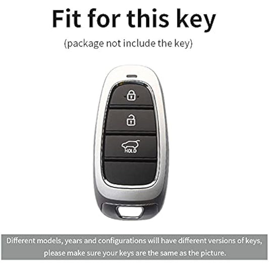ontto ABS Car Key fob Cover Keyring fit for Hyundai Sonata Tucson NX4 Nexo Solaris Santa Fe 2020 2021 accessories Remote Key Shell Plastic Silicone key case Key Holder 3 Buttons Carbon Black