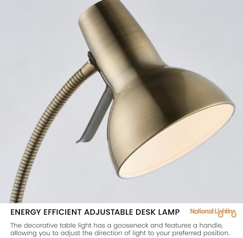 National Lighting Table Lamp - Bedside Lamp with USB Port - Gooseneck Desk Light - LED Reading Light for Bedroom, Living Room, Dining Room and Kitchen - 7W GU10