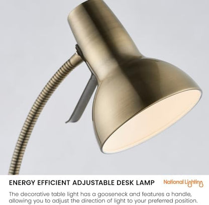 National Lighting Table Lamp - Bedside Lamp with USB Port - Gooseneck Desk Light - LED Reading Light for Bedroom, Living Room, Dining Room and Kitchen - 7W GU10