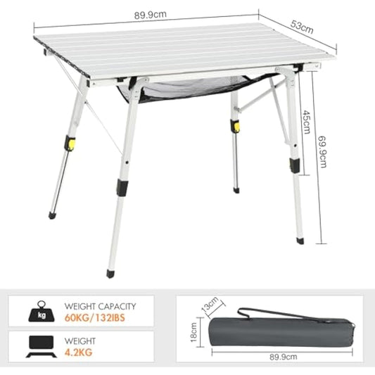 Portal Camping Tables That Fold up Picnic Table Folding Portable with Height Adjustable Legs Collapsible Table 3ft Aluminium Rollup Outdoor Table Lightweight Foldable for Beach Fishing Garden BBQ