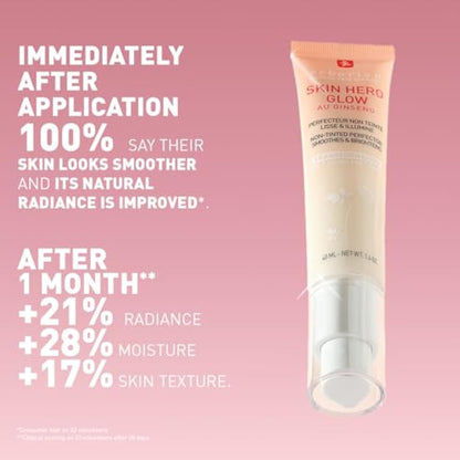 Erborian - Skin Hero Glow - Non-Tinted Skin Perfector + 7-Day Radiance Booster - Glass Skin Effect - Lightweight Texture - Korean Skincare - 40 ml