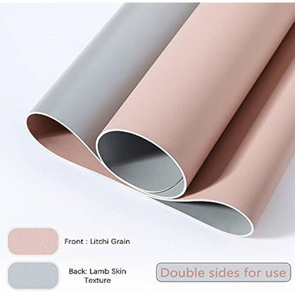 DOBAOJIA Desk Pad Large, Desk Mat, Extended Mouse Mat, Mouse Pad L, Desk Blotter, Laptop Pad Writing Pad for Office/Home, Dual-Side Use PU Leather Waterproof 23.6" X 13.8"(Pink/Silver)