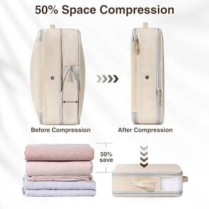 6-Pack Ultra Space Saving Self Compression Organizer - Compression Storage Bags with Zipper, Duvets Storage Organiser for Blanket, Clothing, Bedding,