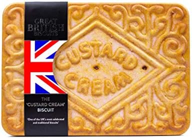 Giant Custard Cream Biscuits Gift Set - Novelty Biscuit Tin, Family Treat Box with Luxury Selection for Sharing - British Gifts, Thank You Teacher Biscuits Gift Ideas for Birthday Hamper Tins 450g