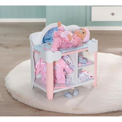 Baby Annabell Day & Night Changing Table 709672 - For 36cm & 43cm Baby Annabell Dolls - Light Effects, Changing Mat, Hangers - Require 3 AAA Batteries (Not Included) - Suitable for Kids From 3+ Years