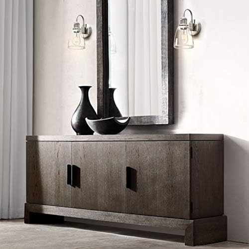 Yosoan Lighting Modern Vintage Industrial Bell Sconce Wall Light Fitting with 5.6” Clear Glass Lampshade, for Office Home Kitchen Living Room Bedroom Loft Bar (Brushed)