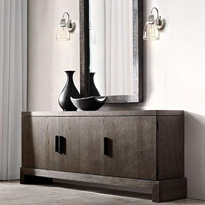 Yosoan Lighting Modern Vintage Industrial Bell Sconce Wall Light Fitting with 5.6” Clear Glass Lampshade, for Office Home Kitchen Living Room Bedroom Loft Bar (Brushed)