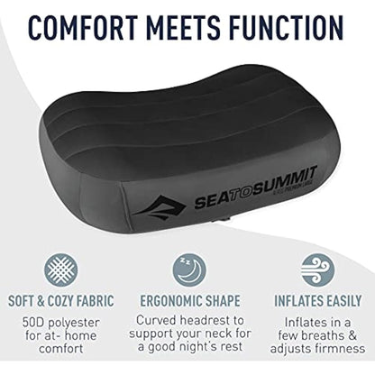 Sea to Summit - Aeros Premium Pillow L - Inflatable Travel Pillow - Soft & Comfy Brushed 50D Polyester - Lock System - Ultra-Sil Stuff Sack - For Backpacking - 42 x 30 x 13cm - Lime Gree - 114g